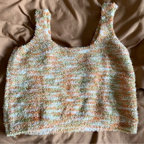 CHARLOTTE RUSSE - NEW - White Green Orange - Sweater Soft Square-neck Brami Bra - Picture 2 of 10